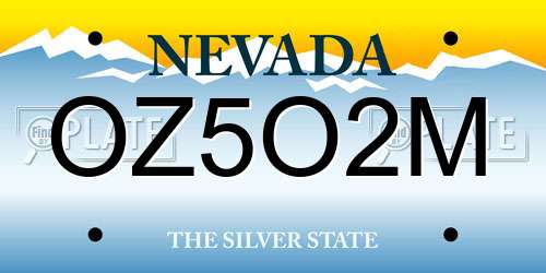 OZ5O2M Nevada License Plate