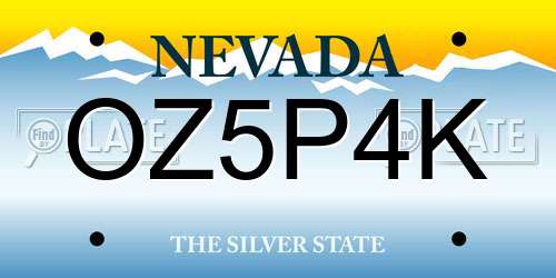OZ5P4K Nevada License Plate