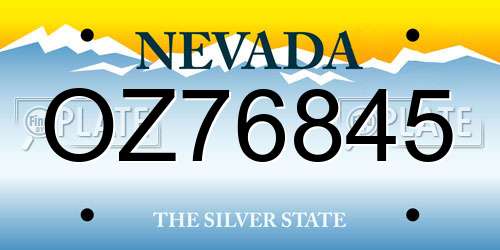 OZ76845 Nevada License Plate