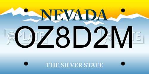 OZ8D2M Nevada License Plate