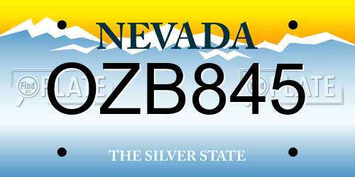OZB845 Nevada License Plate