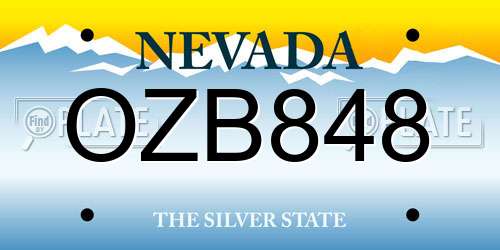 OZB848 Nevada License Plate