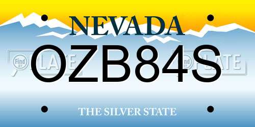 OZB84S Nevada License Plate