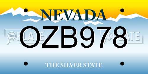 OZB978 Nevada License Plate