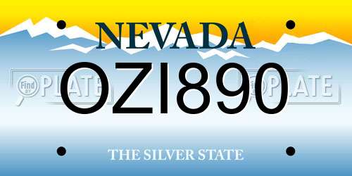 OZI890 Nevada License Plate
