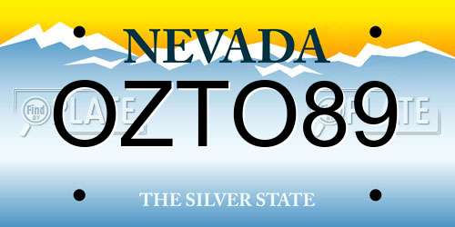 OZTO89 Nevada License Plate