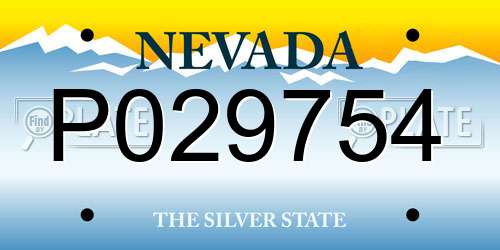P029754 Nevada License Plate
