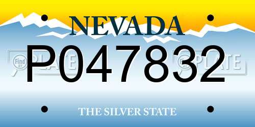 P047832 Nevada License Plate