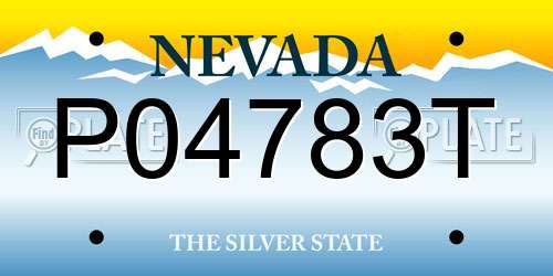 P04783T Nevada License Plate