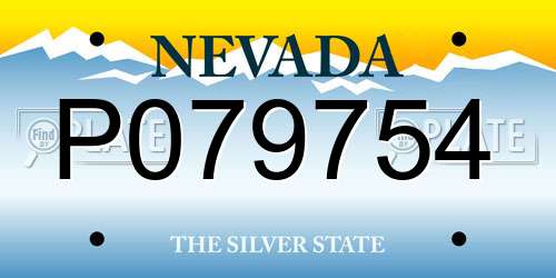 P079754 Nevada License Plate