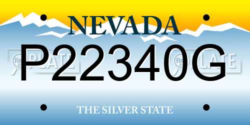 P22340G Nevada License Plate