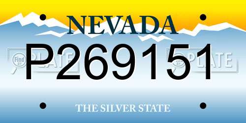 P269151 Nevada License Plate