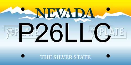 P26LLC Nevada License Plate