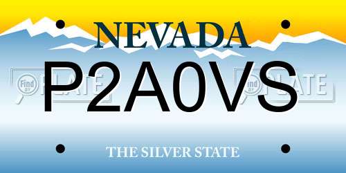 P2A0VS Nevada License Plate