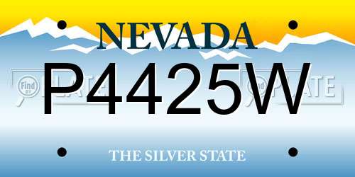 P4425W Nevada License Plate