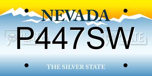 P447SW Nevada License Plate
