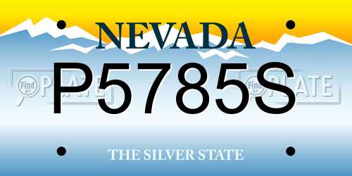 P5785S Nevada License Plate