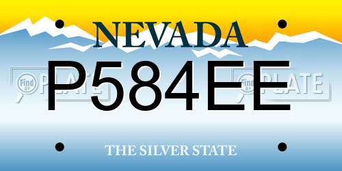 P584EE Nevada License Plate