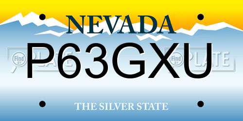 P63GXU Nevada License Plate