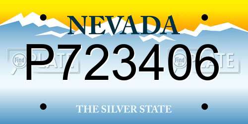 P723406 Nevada License Plate