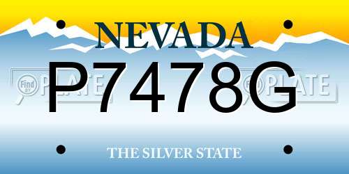 P7478G Nevada License Plate