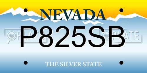 P825SB Nevada License Plate