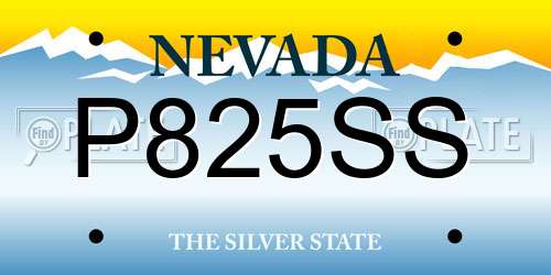 P825SS Nevada License Plate