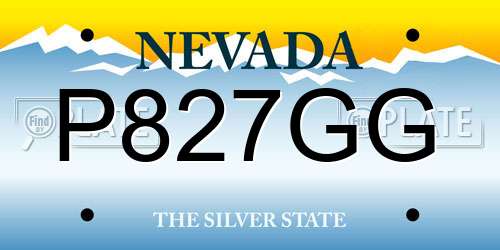 P827GG Nevada License Plate