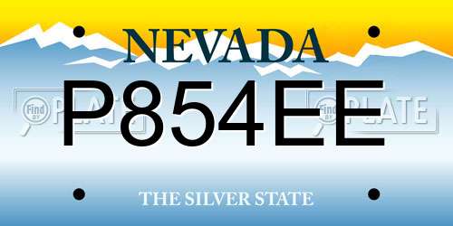 P854EE Nevada License Plate