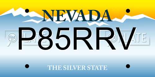 P85RRV Nevada License Plate
