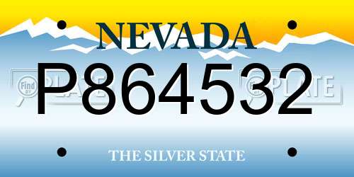 P864532 Nevada License Plate