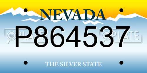 P864537 Nevada License Plate