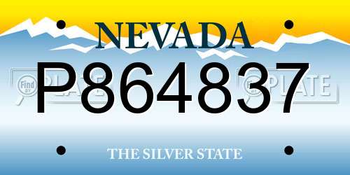 P864837 Nevada License Plate