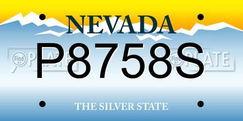 P8758S Nevada License Plate