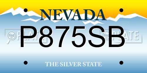 P875SB Nevada License Plate