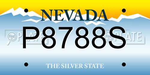 P8788S Nevada License Plate