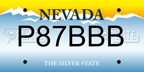 P87BBB Nevada License Plate