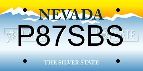 P87SBS Nevada License Plate