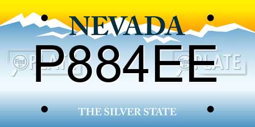 P884EE Nevada License Plate