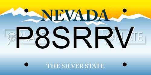 P8SRRV Nevada License Plate