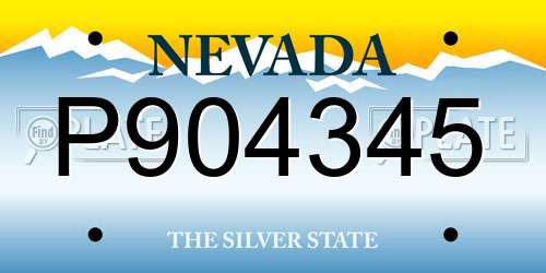 P904345 Nevada License Plate