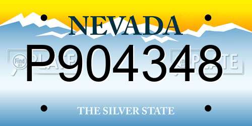 P904348 Nevada License Plate