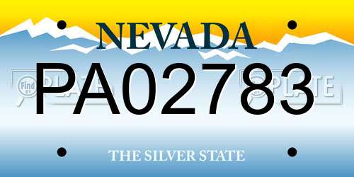 PA02783 Nevada License Plate