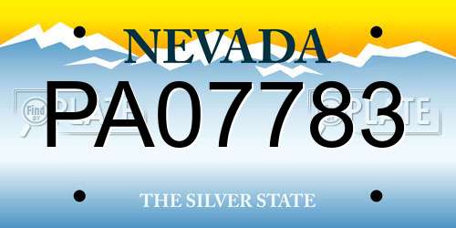 PA07783 Nevada License Plate