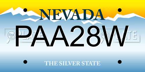 PAA28W Nevada License Plate