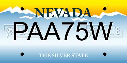 PAA75W Nevada License Plate