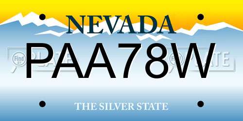 PAA78W Nevada License Plate