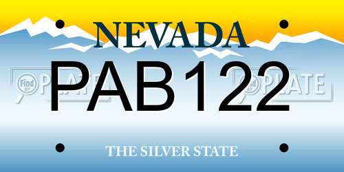 PAB122 Nevada License Plate