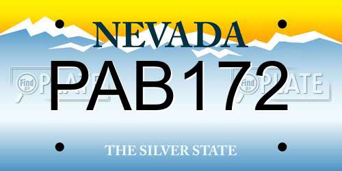 PAB172 Nevada License Plate