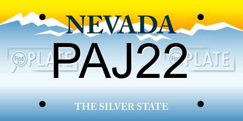 PAJ22 Nevada License Plate